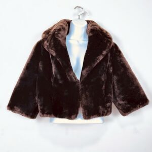 Hammel's Beaver Fur Coat Womens M Brown VTG Crop Luxury Glam Old Money Mob Wife
